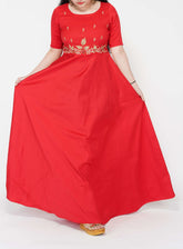 Zari Embroidered Red Silk Gown